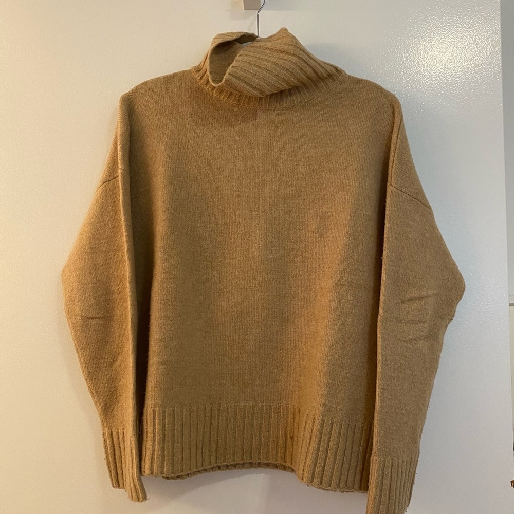 Oversized Beige Turtle Neck Sweater